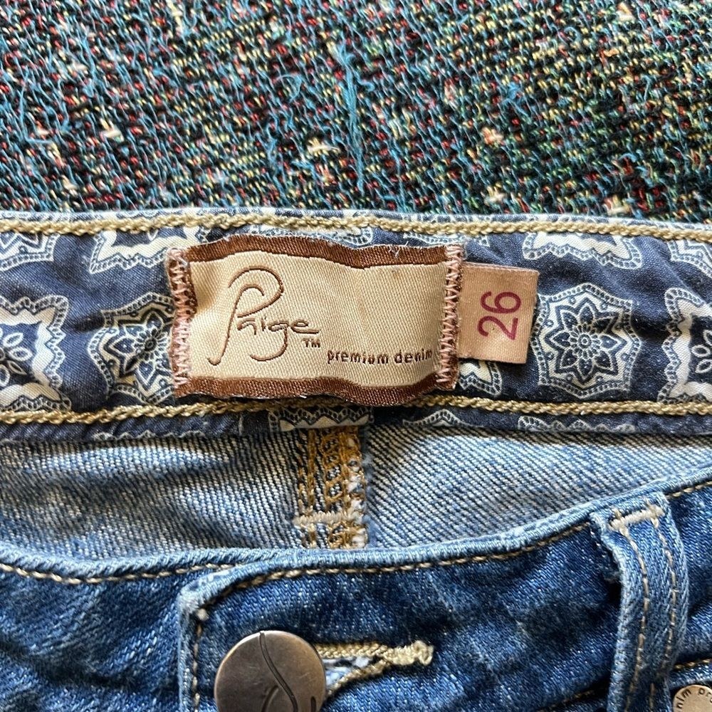 Paige Silver Lake High Rise Denim Cutoff Shorts Size 26 Y2K Blue Vintage Stretch - Picture 14 of 16